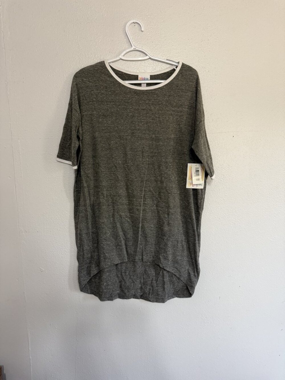 NWT LuLaRoe Irma Grey Heathered White Ringer Tunic XS 🩶
